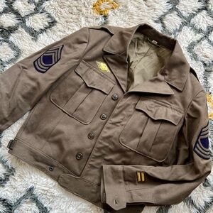 Green Military Jacket with Patches